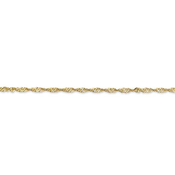 1.6mm 14k Yellow Gold Diamond Cut Singapore Chain Anklet, 10 Inch - Picture 2 of 6